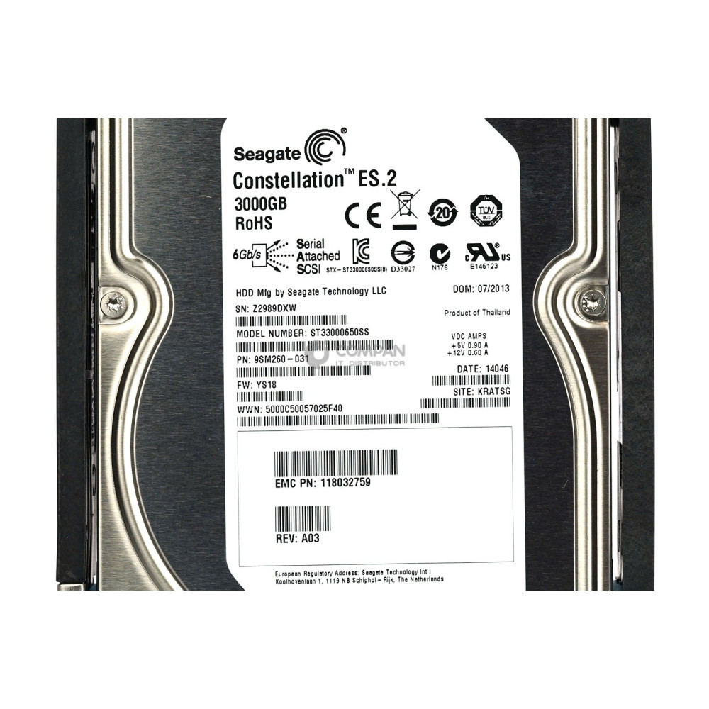 005049573 EMC HDD 3TB 7.2K SAS 6G 3.5" LFF